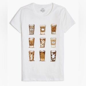 J Crew Factory Coffee & Tea Graphic Print Collectors’s Tee White T-Shirt, S